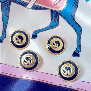 ST. JOHN l Gold and Navy Button Set of 4 Replacements DIY  Earrings or Necklace